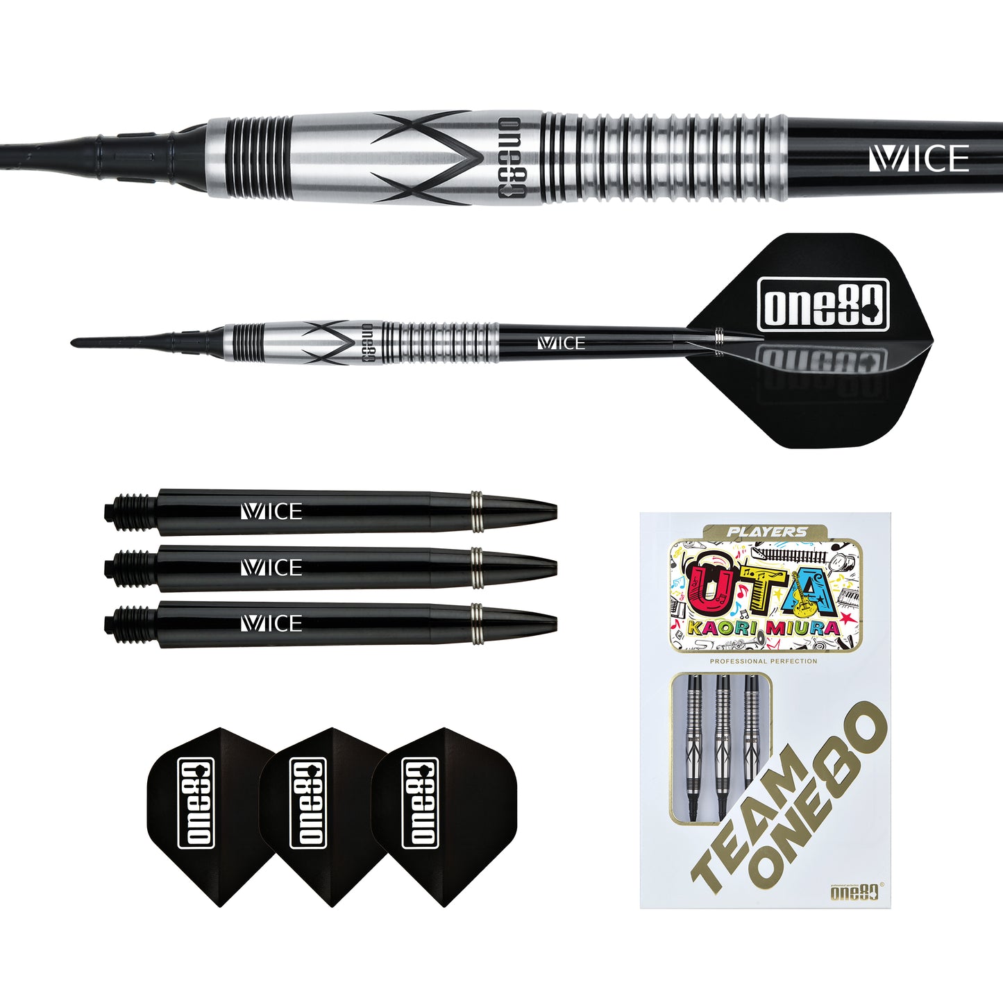 One80 Kaori Miura Signature Dart Black Softtip 20g