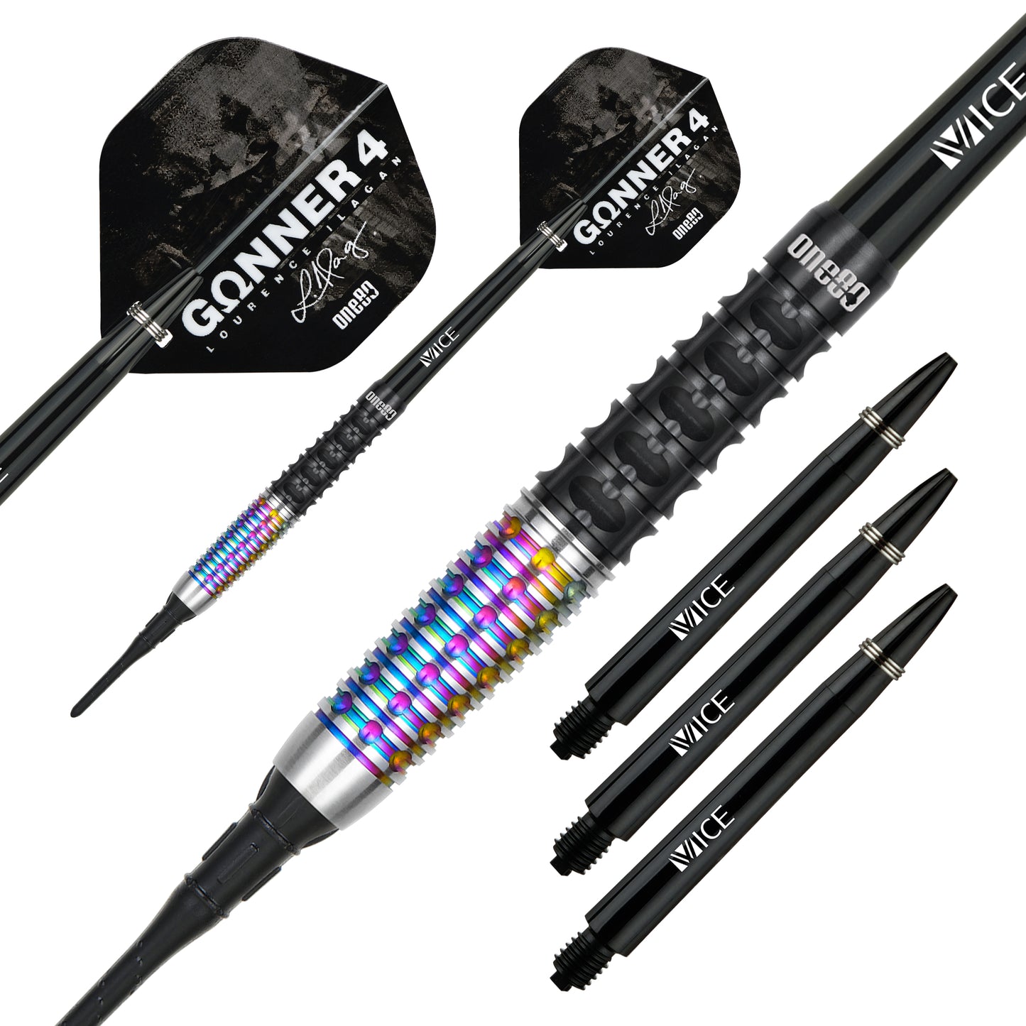 One80 GUNNER 4 Softip 22g - Black&Rainbow