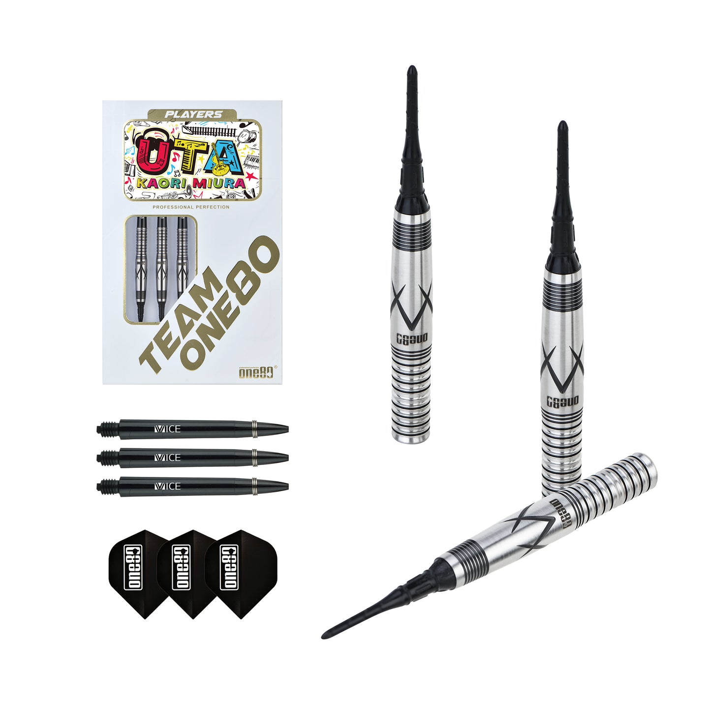 One80 Kaori Miura Signature Dart Black Softtip 20g