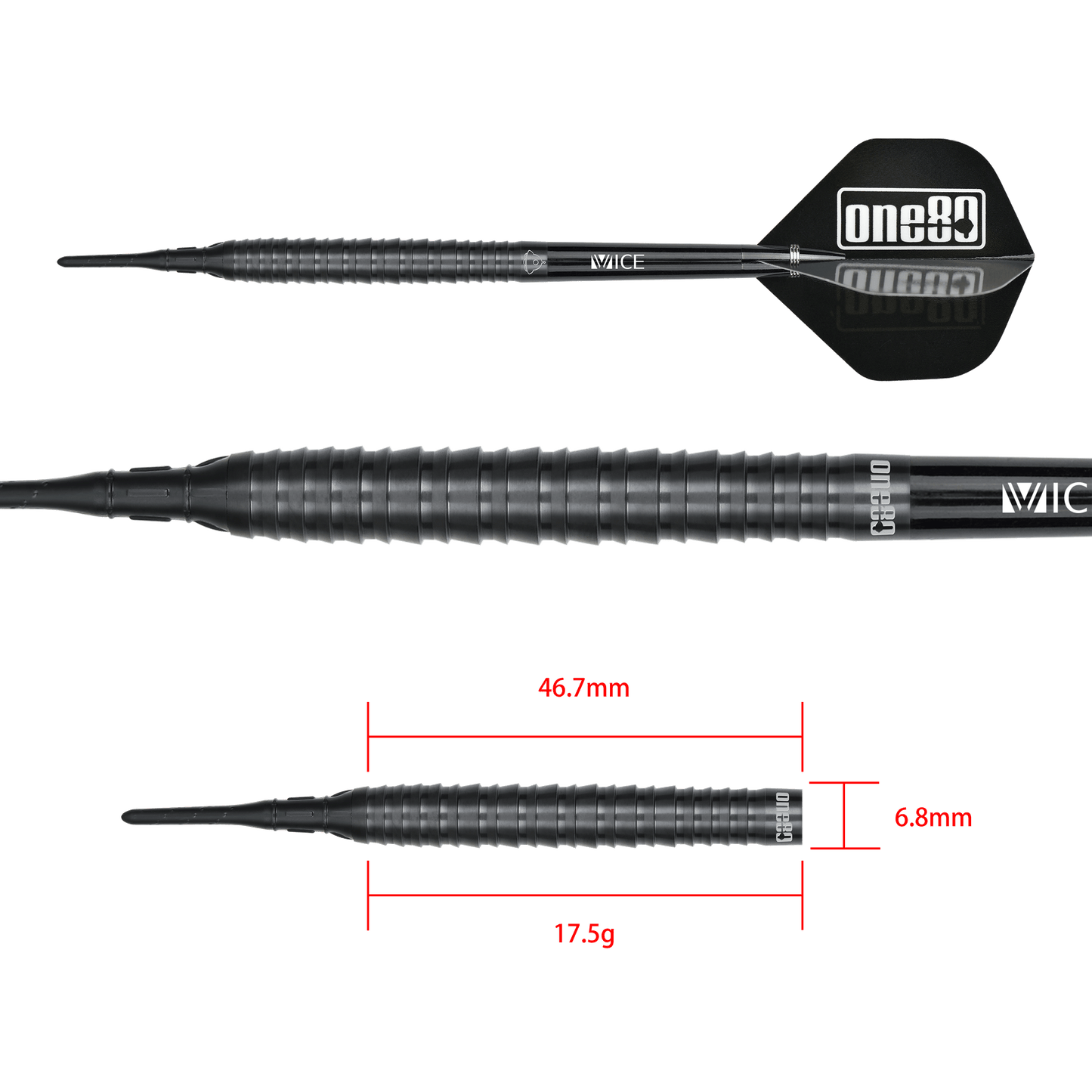 ONE80 Akari Tanahara Signature Softtip Black 17.5g