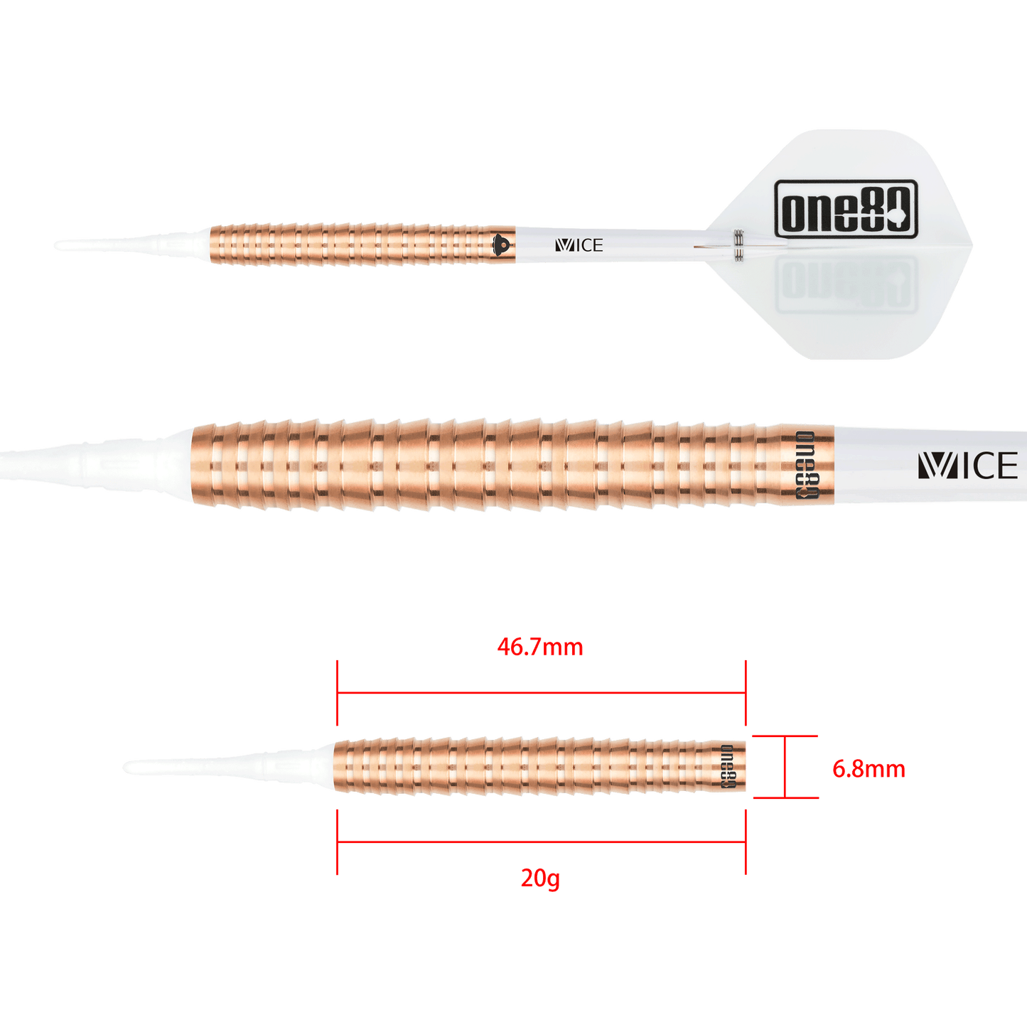 ONE80 Akari Tanahara Signature Softip Rose Gold 20g