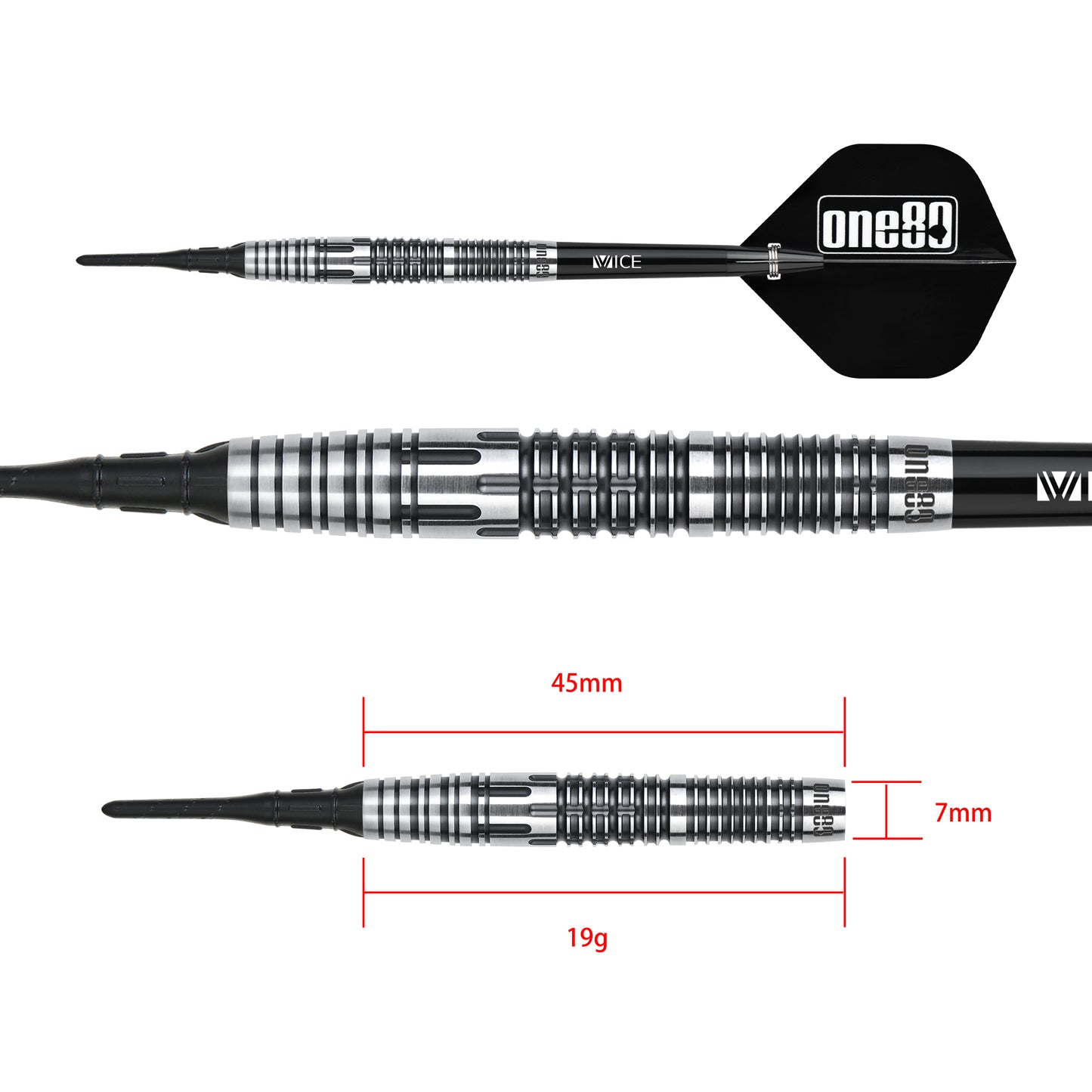 One80 Mick Lacey Signature Dart V2 Softtip 19g