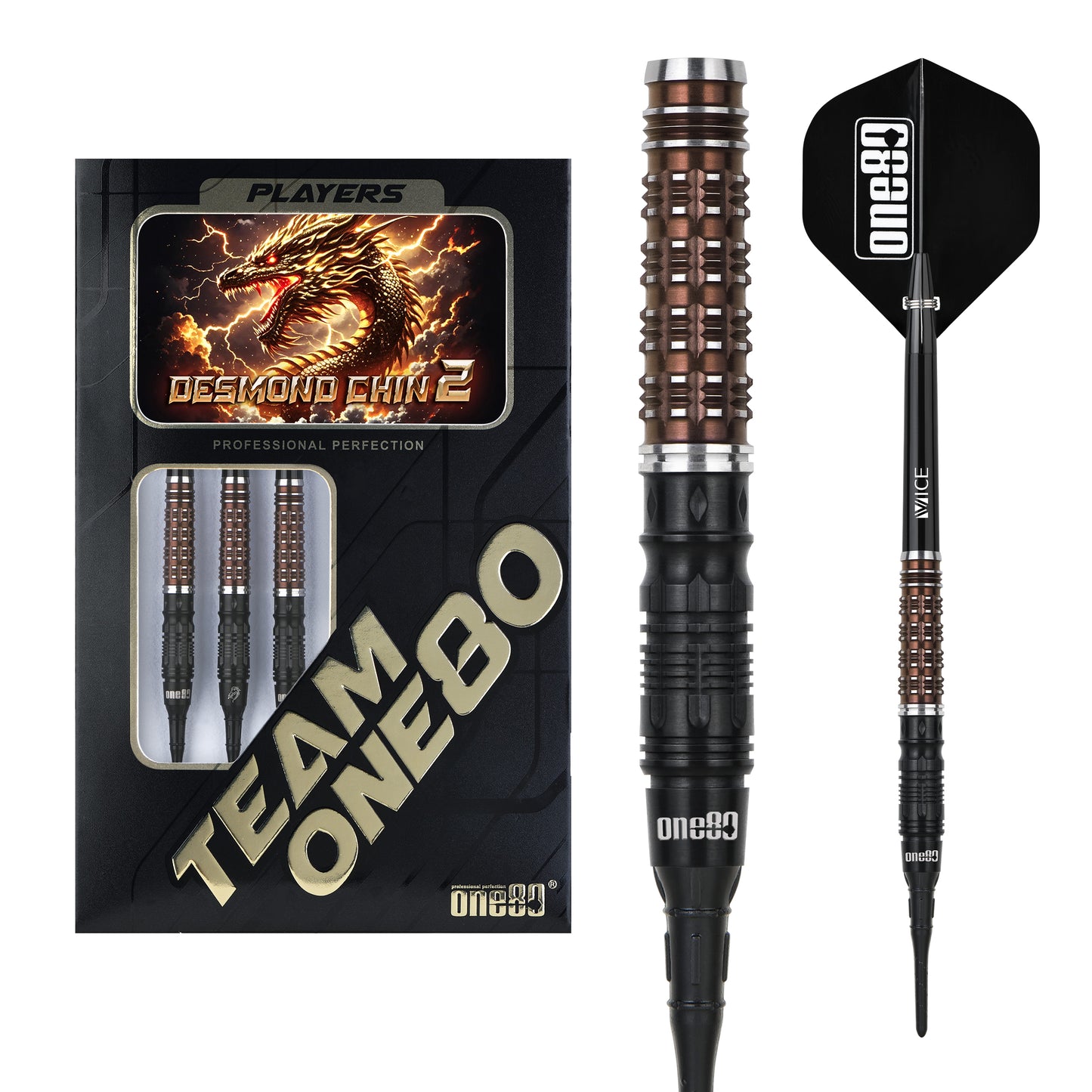 ONE80 Desmond Chin Signature Dart V2 Softtip 18,5g Black