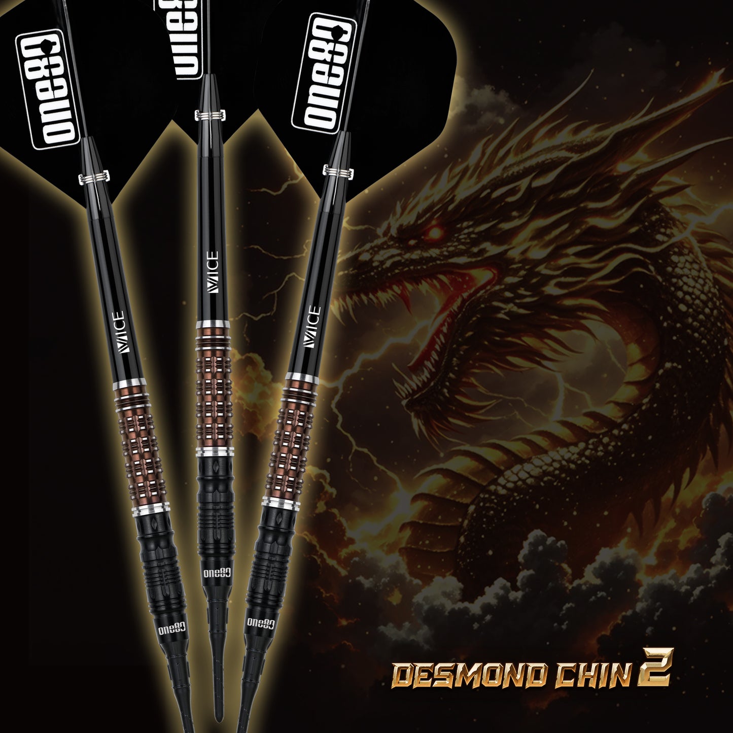ONE80 Desmond Chin Signature Dart V2 Softtip 18,5g Black