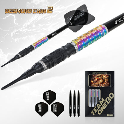 ONE80 Desmond Chin Signature Dart V2 Softtip 20g Black/Rainbow