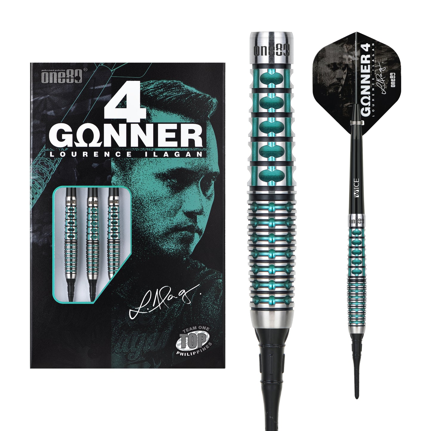 One80 GUNNER 4 Softtip 18g - Black&Jade