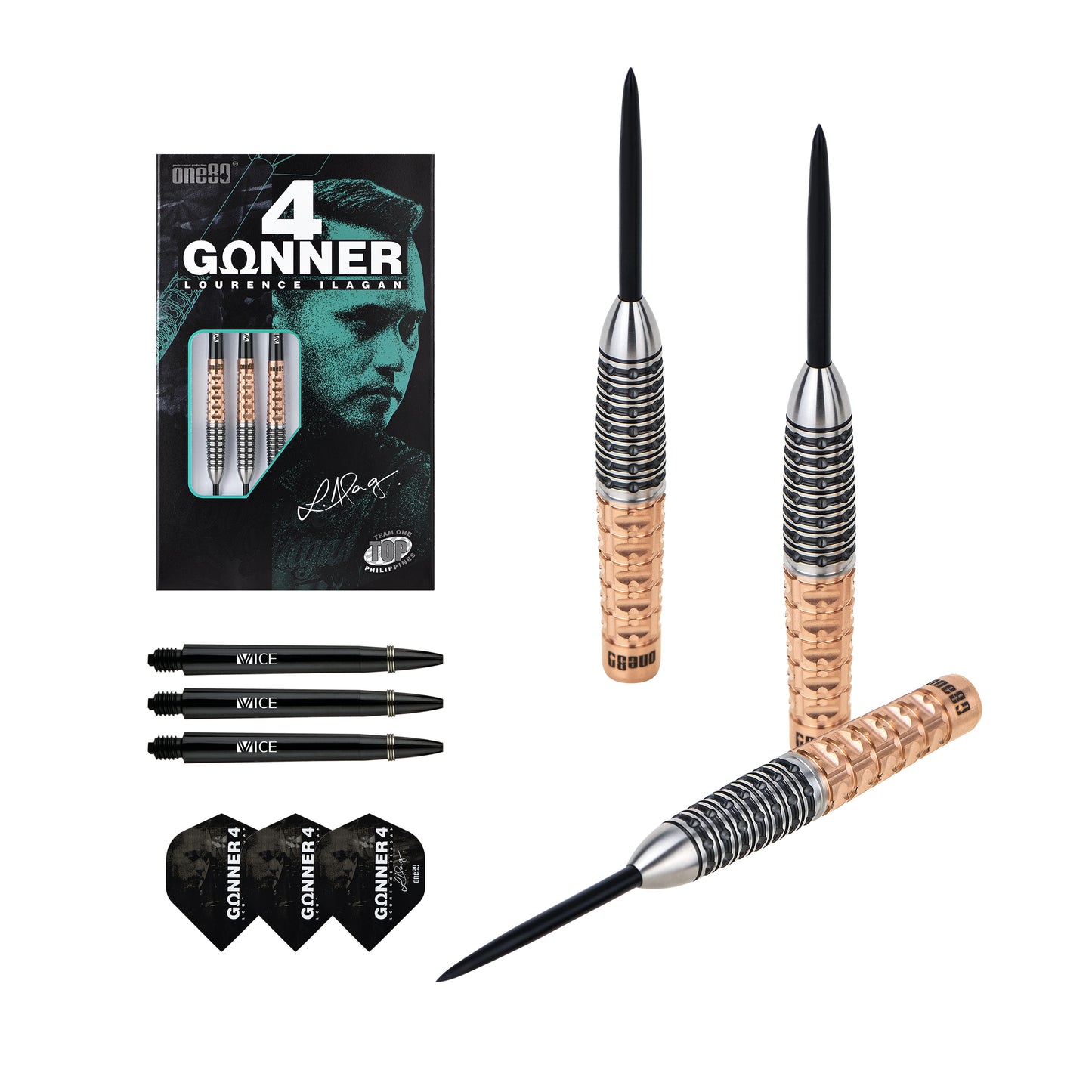 One80 GUNNER 4 Steeltip  Black&Rosegold