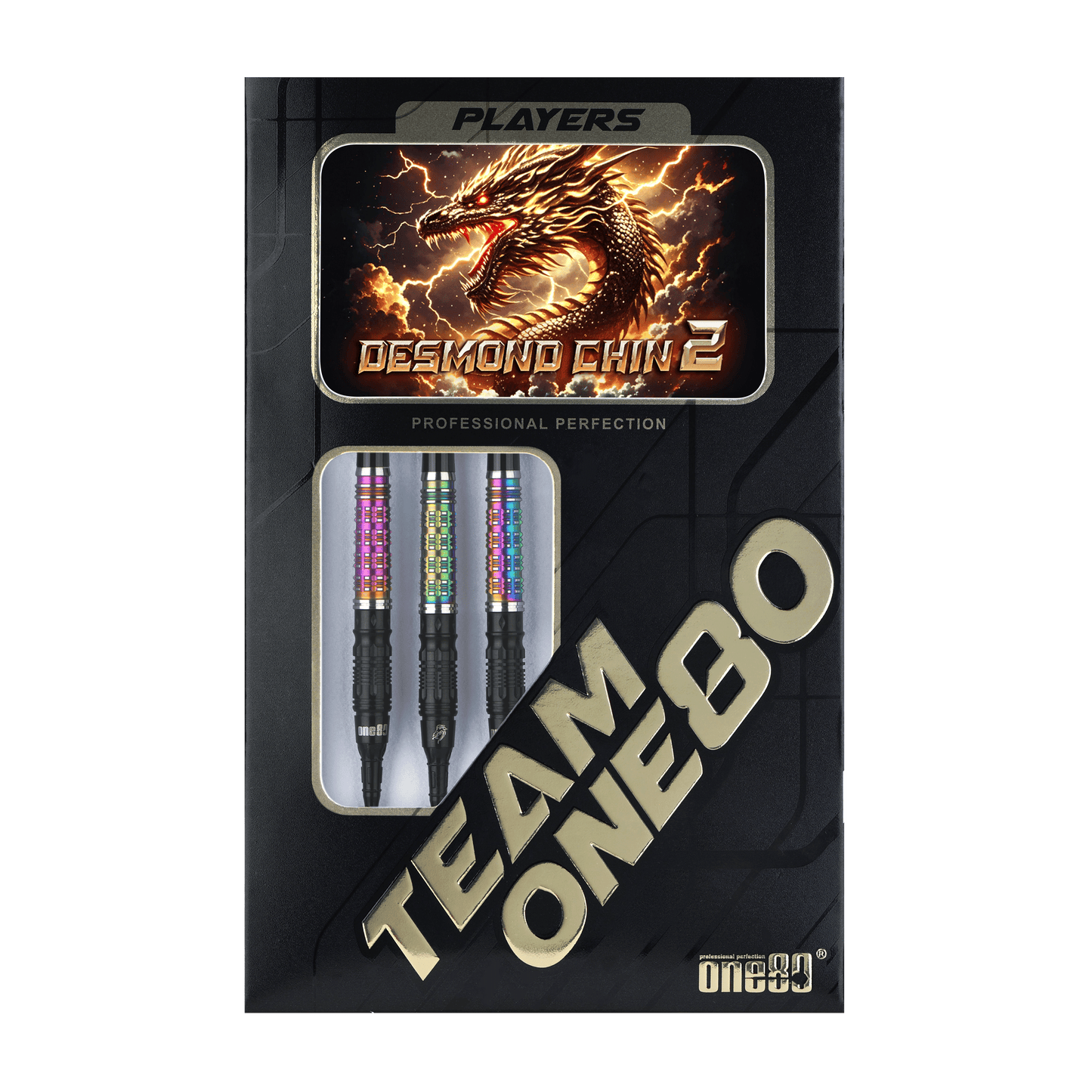 ONE80 Desmond Chin Signature Dart V2 Softtip 20g Black/Rainbow