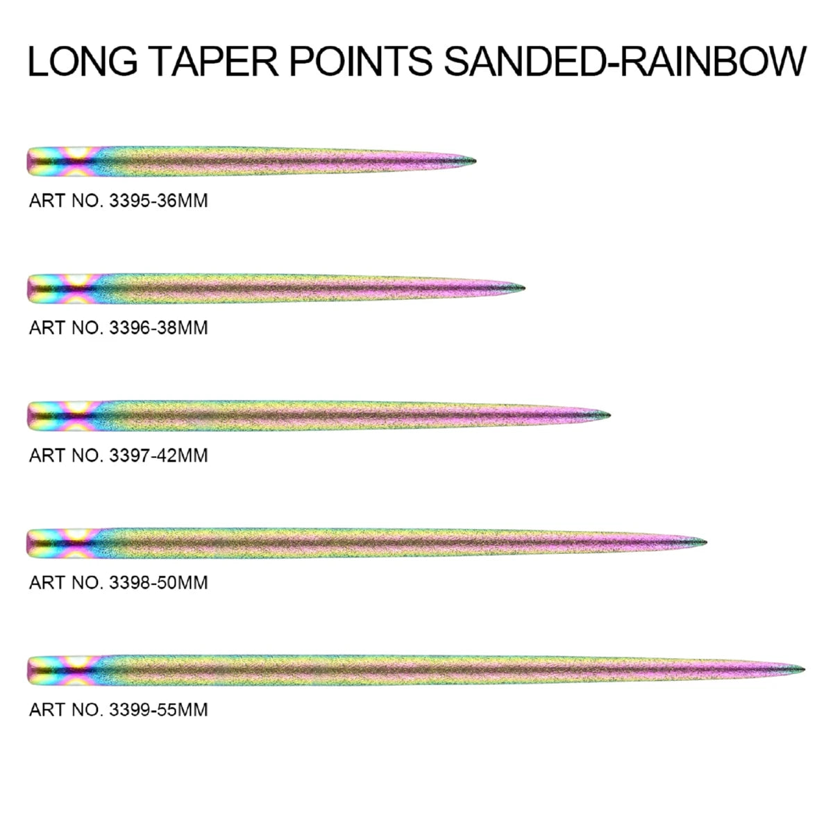 One80 Long Taper Points(Sand Coated)-Rainbow
