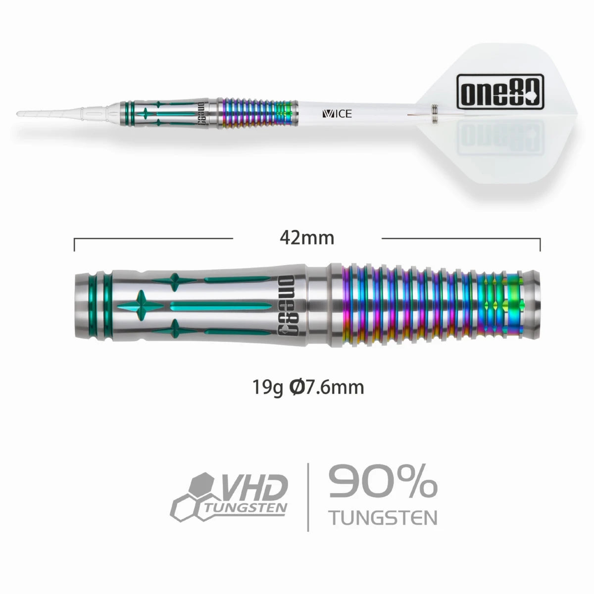 One80 Saori V3 Signature Dart Softip 19g, Rainbow