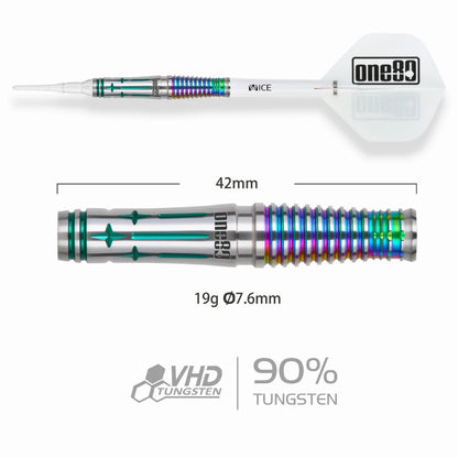 One80 Saori V3 Signature Dart Softip 19g, Rainbow
