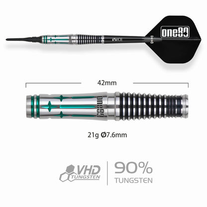 One80 Saori V3 Signature Dart Softtip 21g,Black Emerald