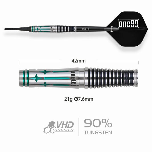 One80 Saori V3 Signature Dart Softtip 21g,Black Emerald